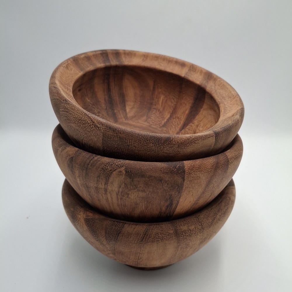Ironwood Gourmet Acacia Wood Salad Bowl Set 2 Nesting Wooden Rustic Kitchen